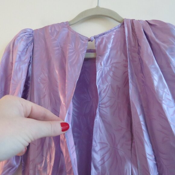 RONNY KOBO Jade Leaf Print Silk Blend Midi Dress in Lavender Purple XS NWT - Picture 13 of 16